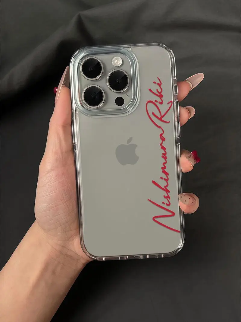 Red and Black Personalized Signature Transparent Phone Case