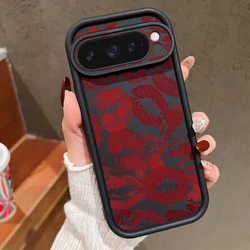 Luxury Red Lips Pattern TPU Phone Case - Shockproof Solid Color Cover - Google Pixel10 ProXL (A717 Black)