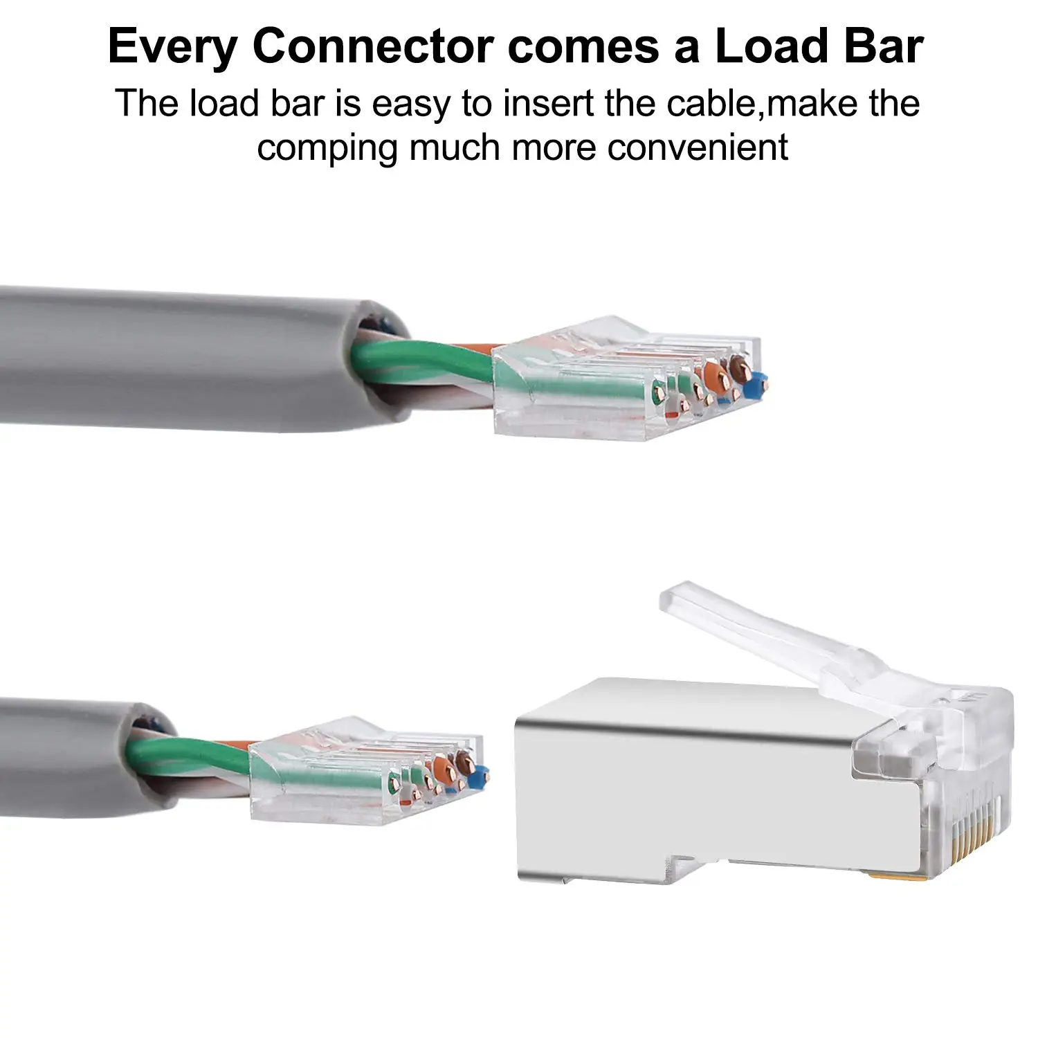 분리형 STP 금속 차폐 모듈러 크리스탈 터미널, 투피스 Cat6 Rj45 커넥터, Cat 6 네트워크 커넥터, Rj45 Cat5e 플러그