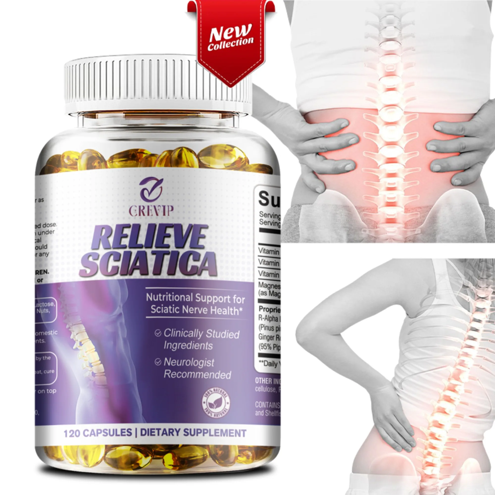 Sciatic Nerve Relief-Alpha Lipoic Acid-Promotes Sciatic Nerve Comfort and Relieves Pain 60 Capsules Alpha Lipoic Acid Supplement