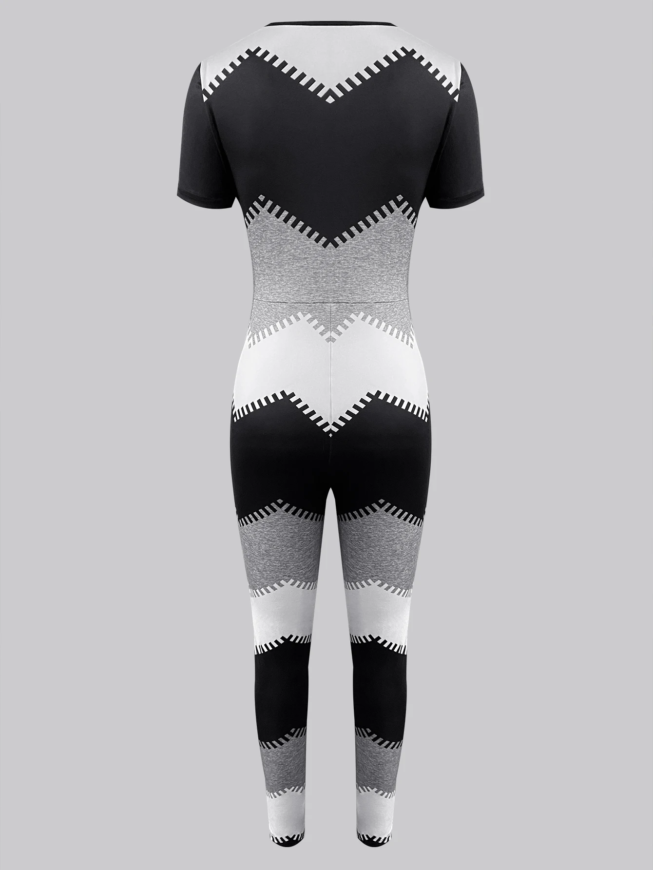 LW Sovány kezeslábas geometriai nyomtatás Cipzár Design kezeslábas Födémgerenda Rövid távú Ingujj Női Rugdalózó Megmunkalás sportok Használhatóság jumpsuits