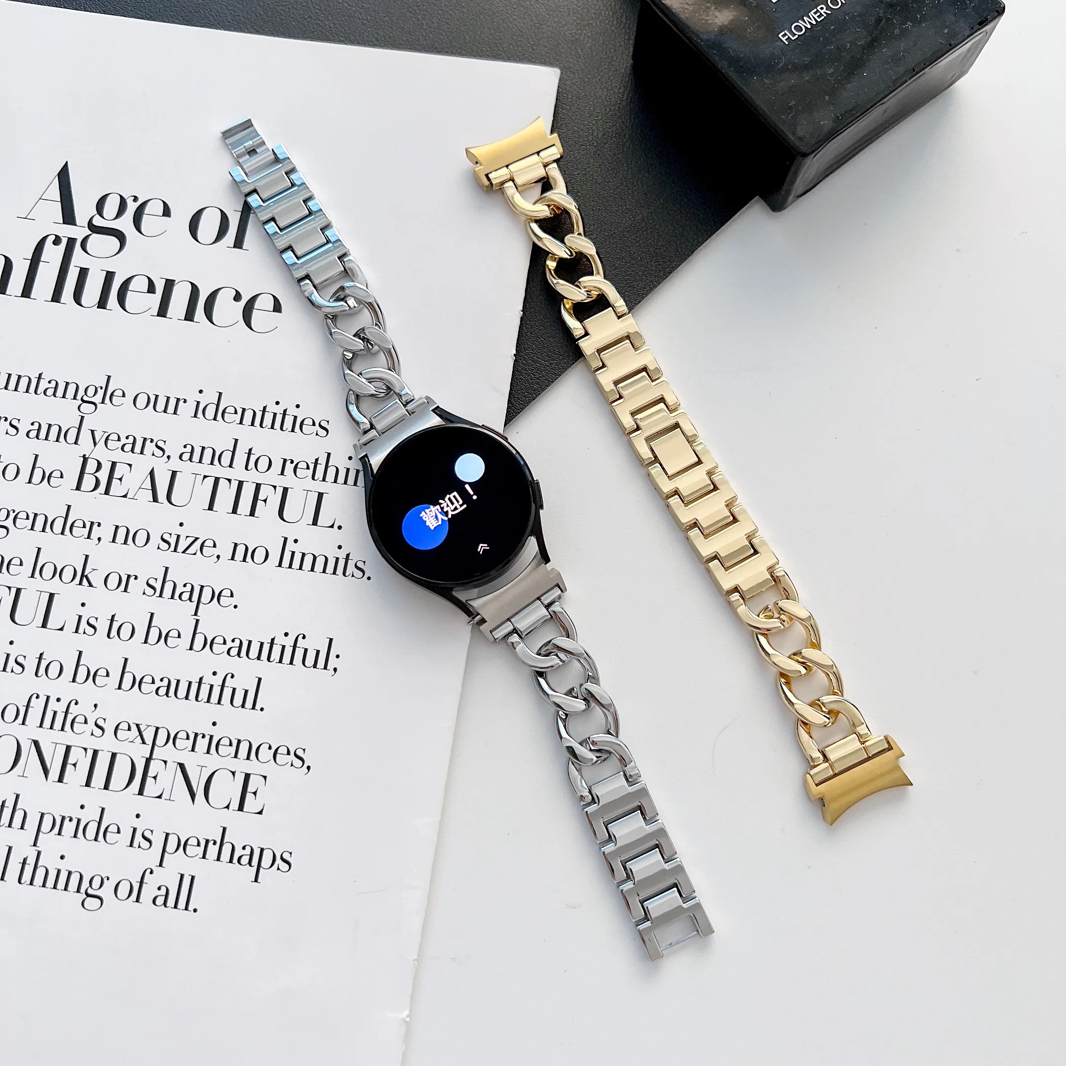 

Luxury Watch Band For Samsung Galaxy Watch 4 40mm Women Lady Chain Stainless Steel Bracelet for Galaxy Watch4 Classic 42 44 46mm