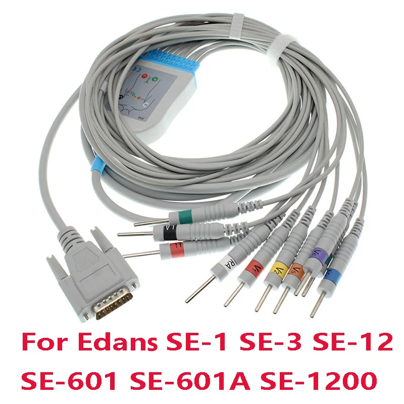 ekgモニターケーブル、edans-se-1、se-3、se-12、se-601、601a、1200-express、10リード、ecgケーブル、スナップ、バナナ、ディン、クリップ、動物、ベルベットワイヤーと互換性があります