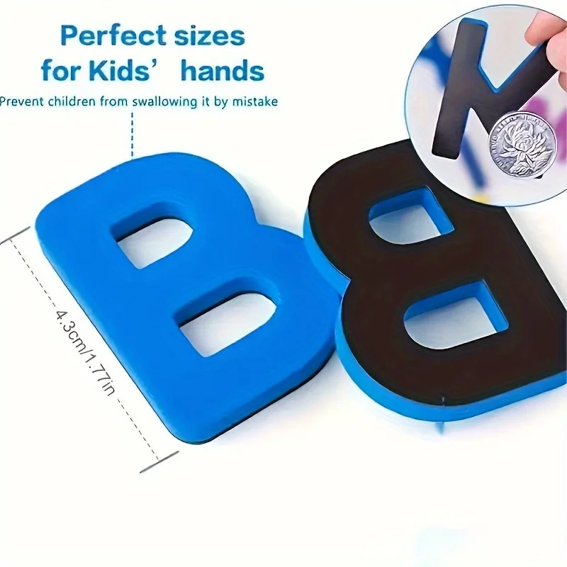 Red & Blue English Letter Magnetic Stickers Number Refrigerator Magnetic Stickers Alphabet Spelling Educational Kids Toys 2