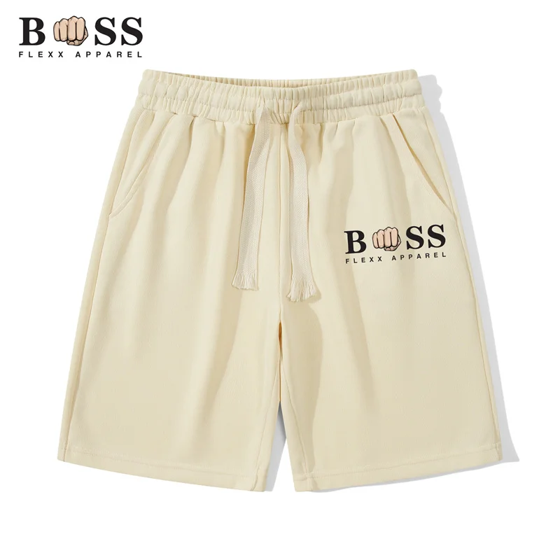 2024 Summer Men's Sports Shorts Solid Color Straight Barrel Pattern Loose Elastic Waist Drawstring Casual Shorts Jogging Shorts 5