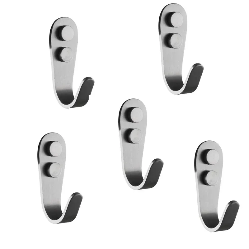 

5 Pcs Stainless Steel Organizer Hook Bathroom Hook Rustproof Kitchen Utensil Utility Hanger Metal Wall Mount