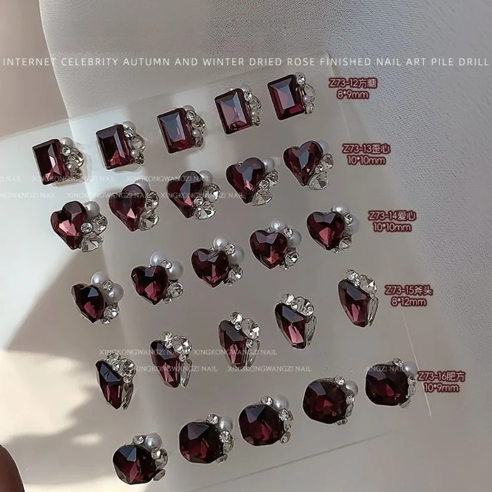 10개입 신상 네일 아트 드라이 로즈 다이아몬드 주얼리 플래시 네일 장식 다이아몬드 네일 디자인 네일 액세서리 네일 아트