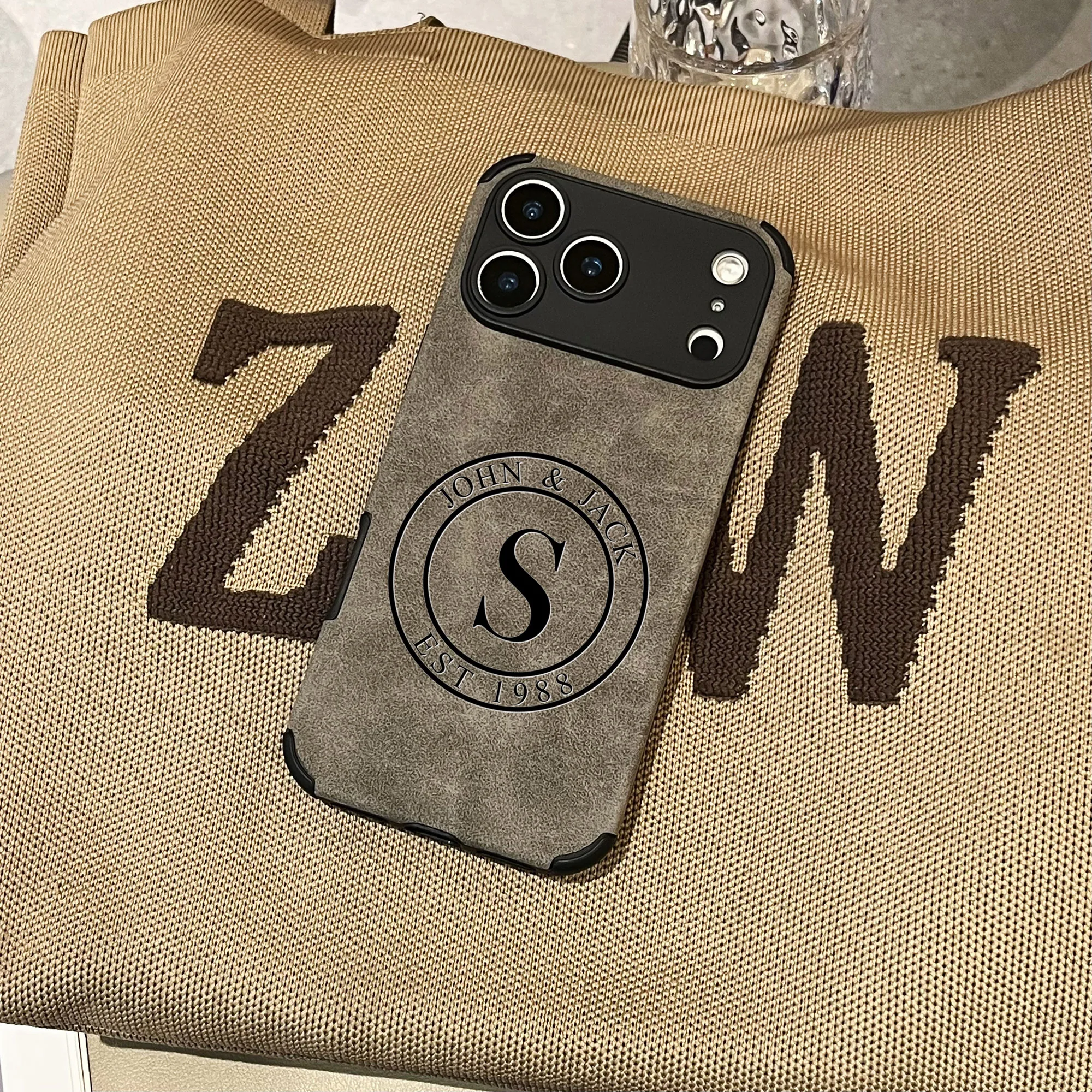 Personalized Custom Name Letters Two Circular Patterns Business Style Phone thumbnail 2