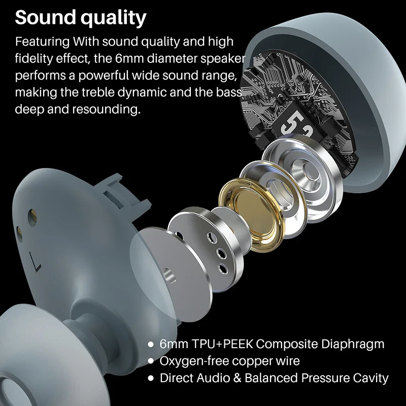 Original Tozo A1 In Ear Earbuds True Wireless Tws Bluetooth Earphones Total 30 Hours Playtime With Charging Case Light Portable, Alina Gadgets