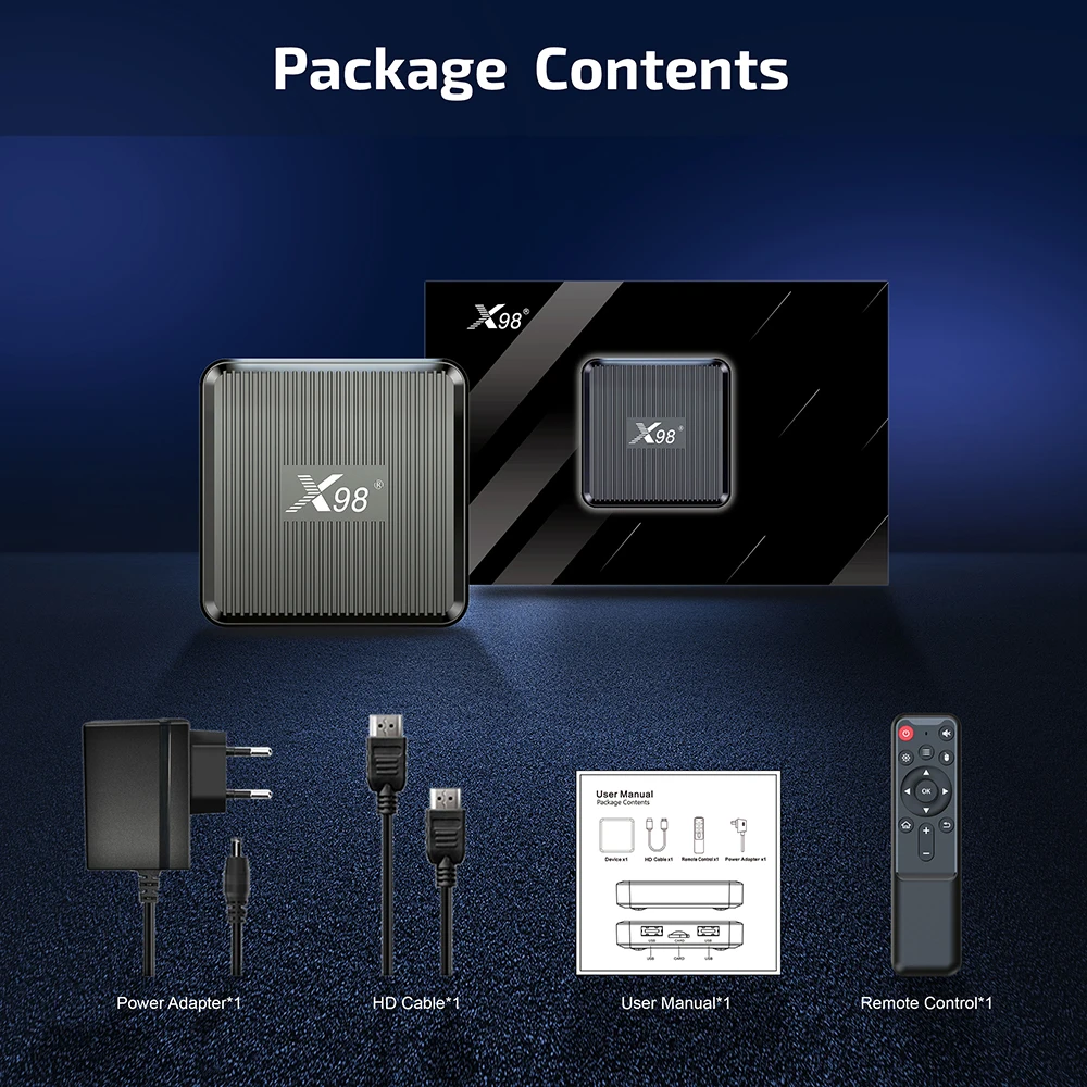 X98Q TV Box Smart S905W2 4K HD AV1 Amlogic Smart Media Player Set Top Box Android11 2.4G&5G Dual WiFi X98Q TV Box 1+8GB 2+16GB 6