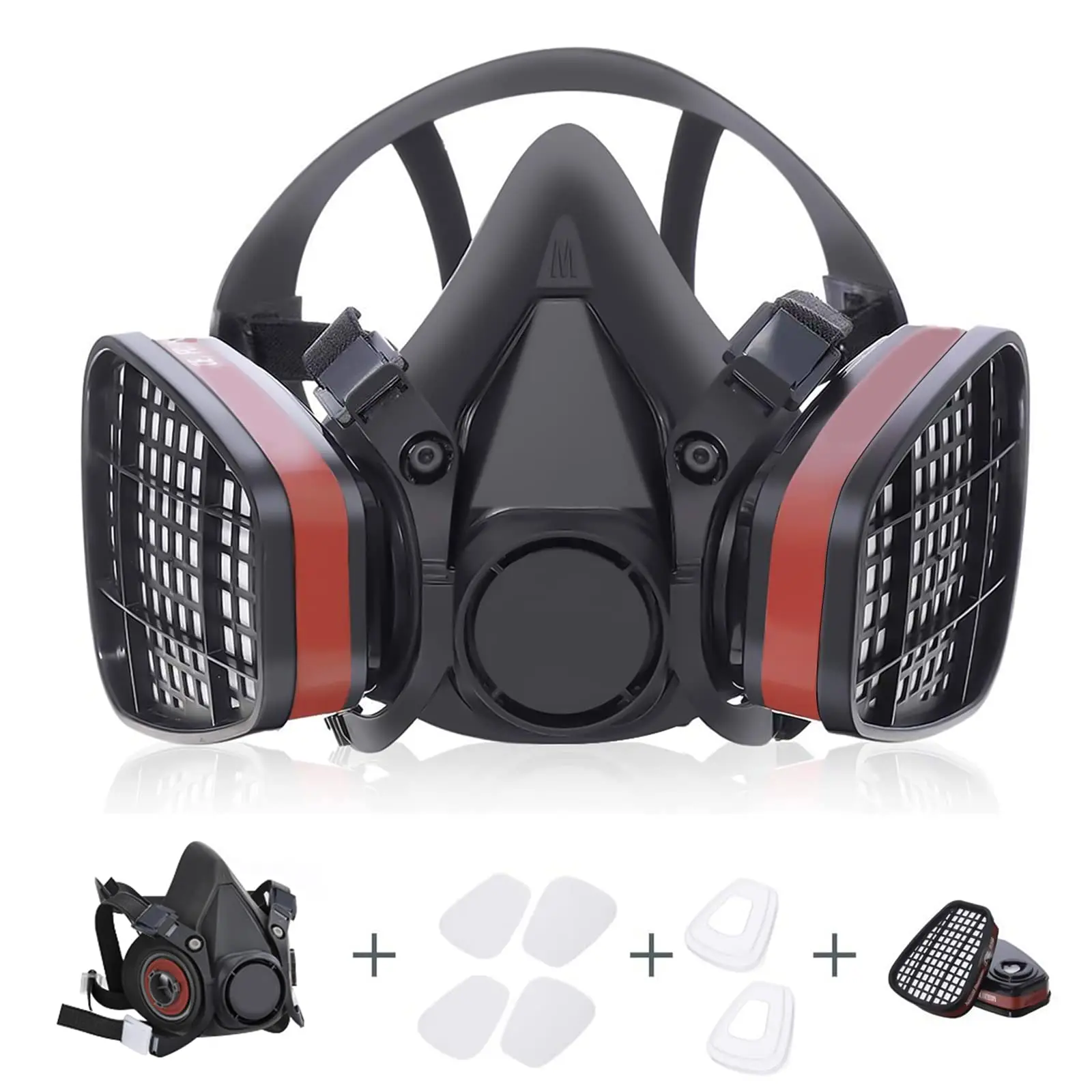 S421a292ee13d40b5aaea50502cb454c3N 6200 Dust Gas Mask Anti-fog Safety Goggles Black Half Face Gas Respirator Epoxy Resin Painting Spray Polishing Work Safety Mallzona