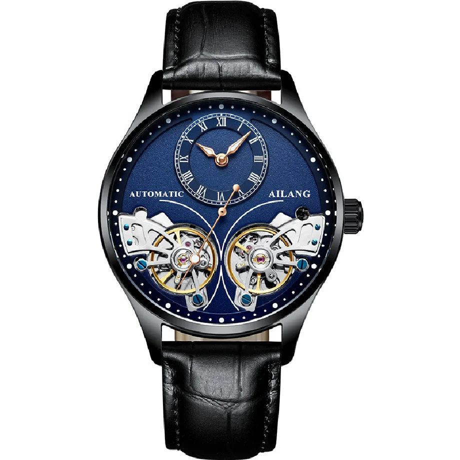 

AILANG New Fashion Luxury Double Tourbillon Hollow Watch Automatic Mechanical Watches Personality Men Waterproof Zegarek Mski