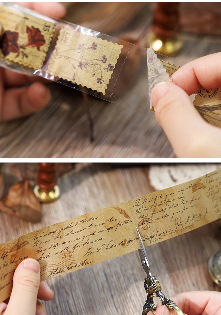 40mm*2m Vintage Washi Tapes 35cm Zyklus DIY Scrapbooking Dekor Junk Journal Collage Briefpapier Handwerk Aufkleber – Detail 3