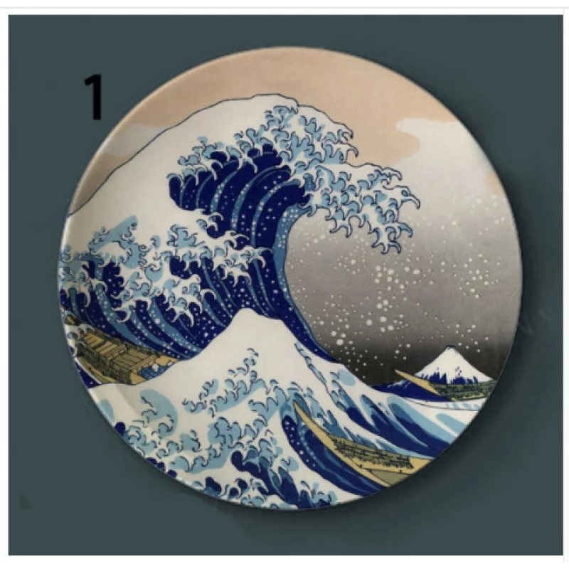 

Japanese landscape decorative plate retro Ukiyo-e art dish set in restaurant
