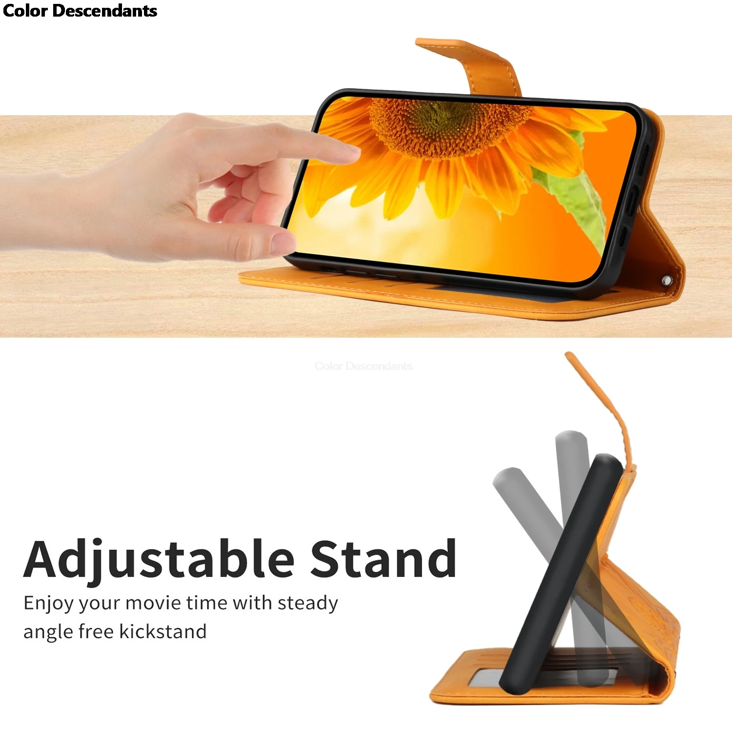 3D Sunflower Flip Leather Wallet Phone Case
