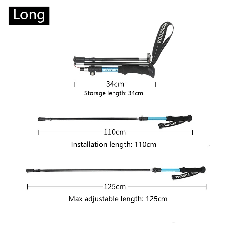 Folding Hiking Poles 5 sections Cane 6061 aluminum alloy Walking Stick Outdoor mountain climbing 5