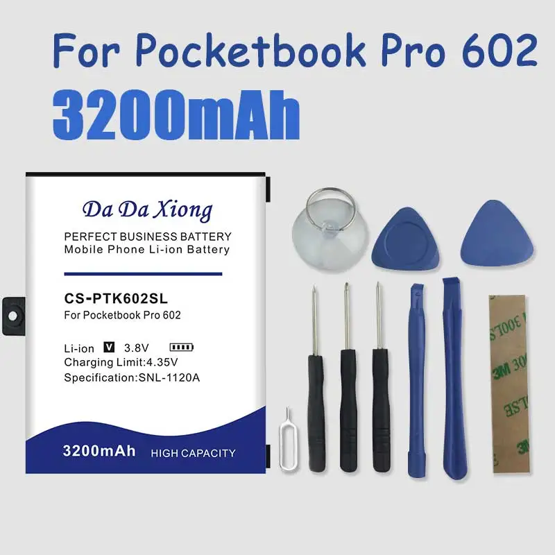 

DaDaXiong 100% New 3200mAh CS-PTK602SL Battery for Pocketbook Pro 602 603 612 902 903 912 920 in Stock