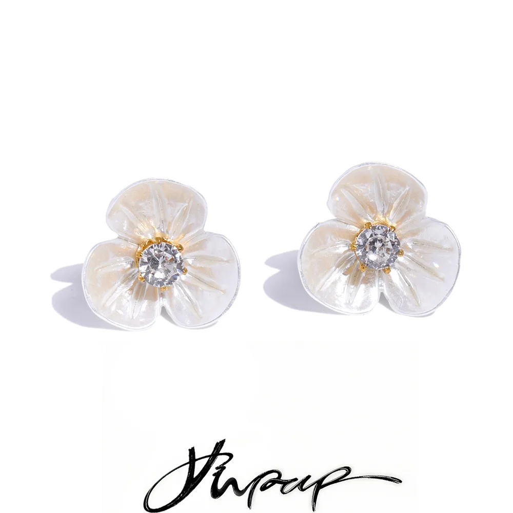 Yhpup Resin Zirconia Earrings for Women Stainless Steel