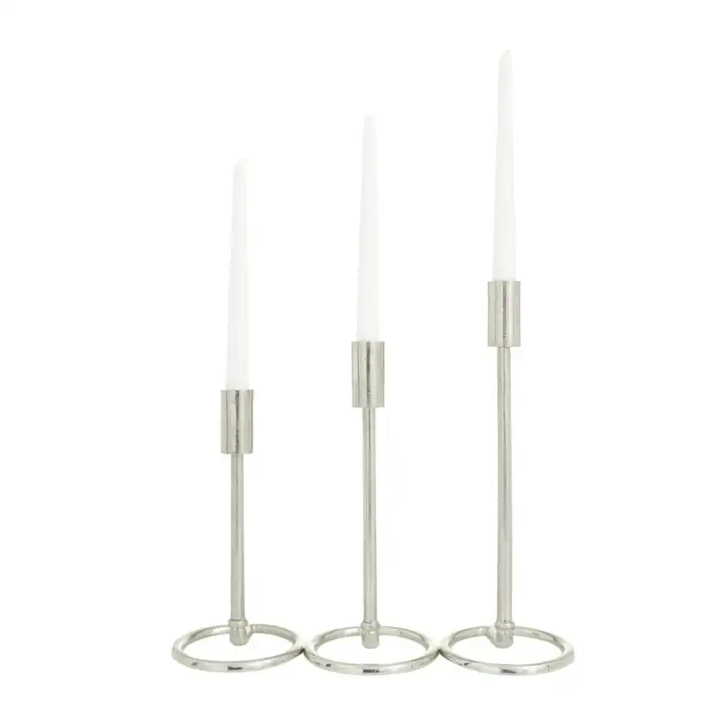 

Candle Silver Aluminum Tapered Candle Holder with Ring Bases, Set of 3 Wild one candle Colorful candle stick свічки на 