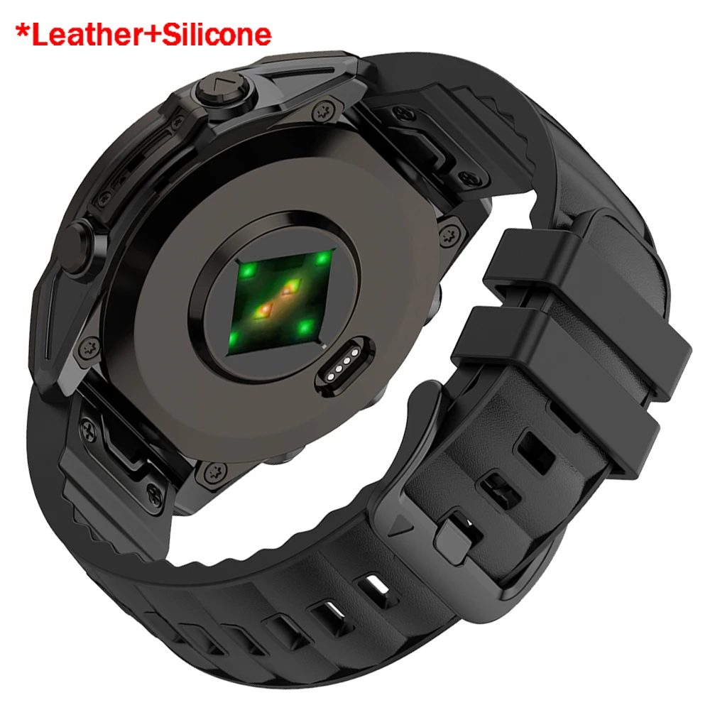 Premium QuickFit Leather Silicone Strap – 26mm/22mm Band Replacement Bracelet