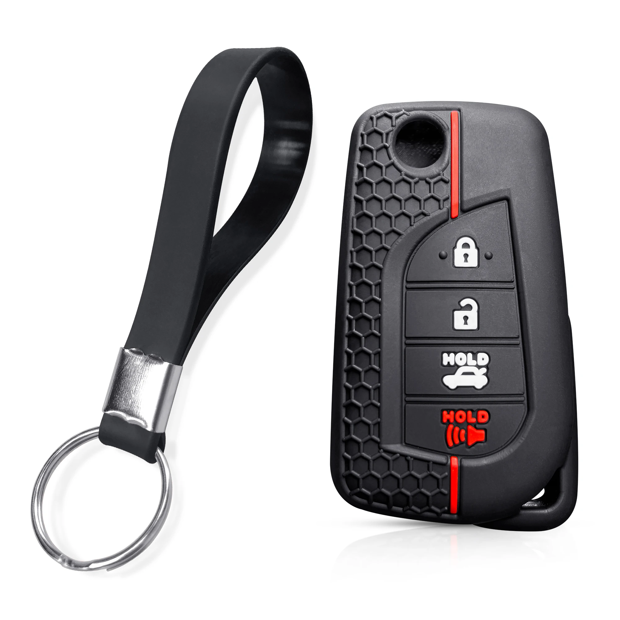 Custodia Portachiavi In TPU Morbido Per Toyota | Modelli: RAV4, Camry, Corolla, C-HR, GT86, Highlander | Protezione 360° Con Finitura Cromata (Blu)