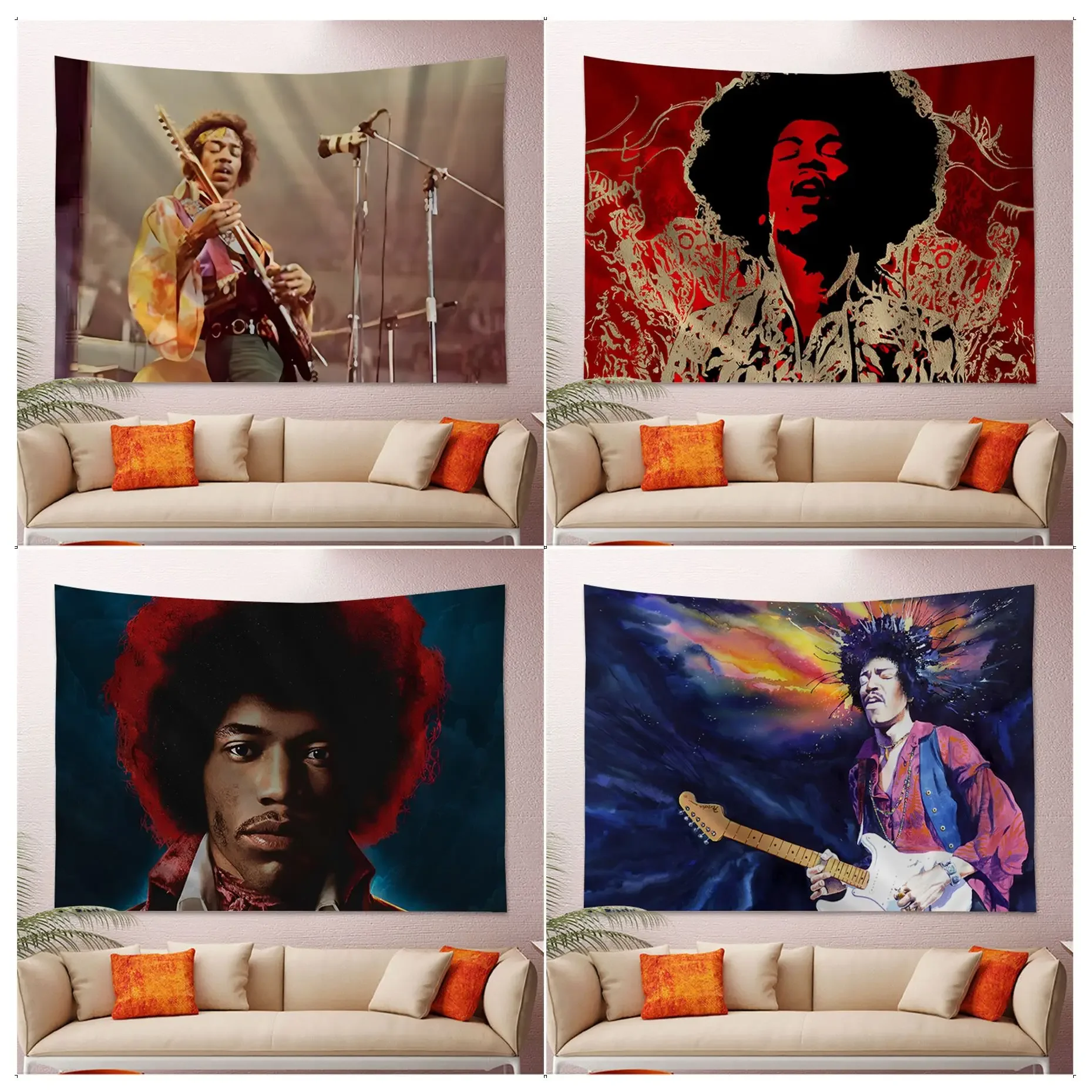 

J-Jimi H-Hendrix Tapestry DIY Wall Tapestry Hanging Tarot Hippie Wall Rugs Dorm INS Home Decor