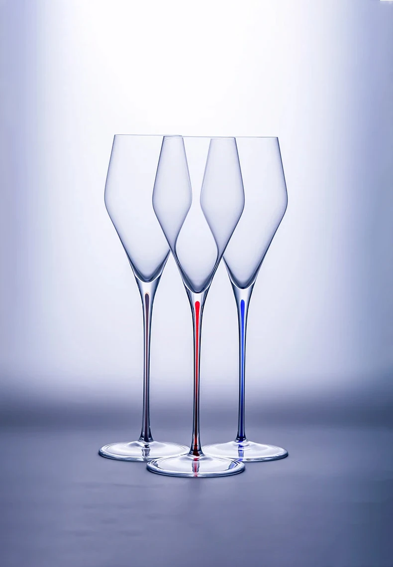 PREMIUM Boutique Series High Beauty Crystal Glass Red Rod Champagne Wine Glass Tall Cocktail Glass
