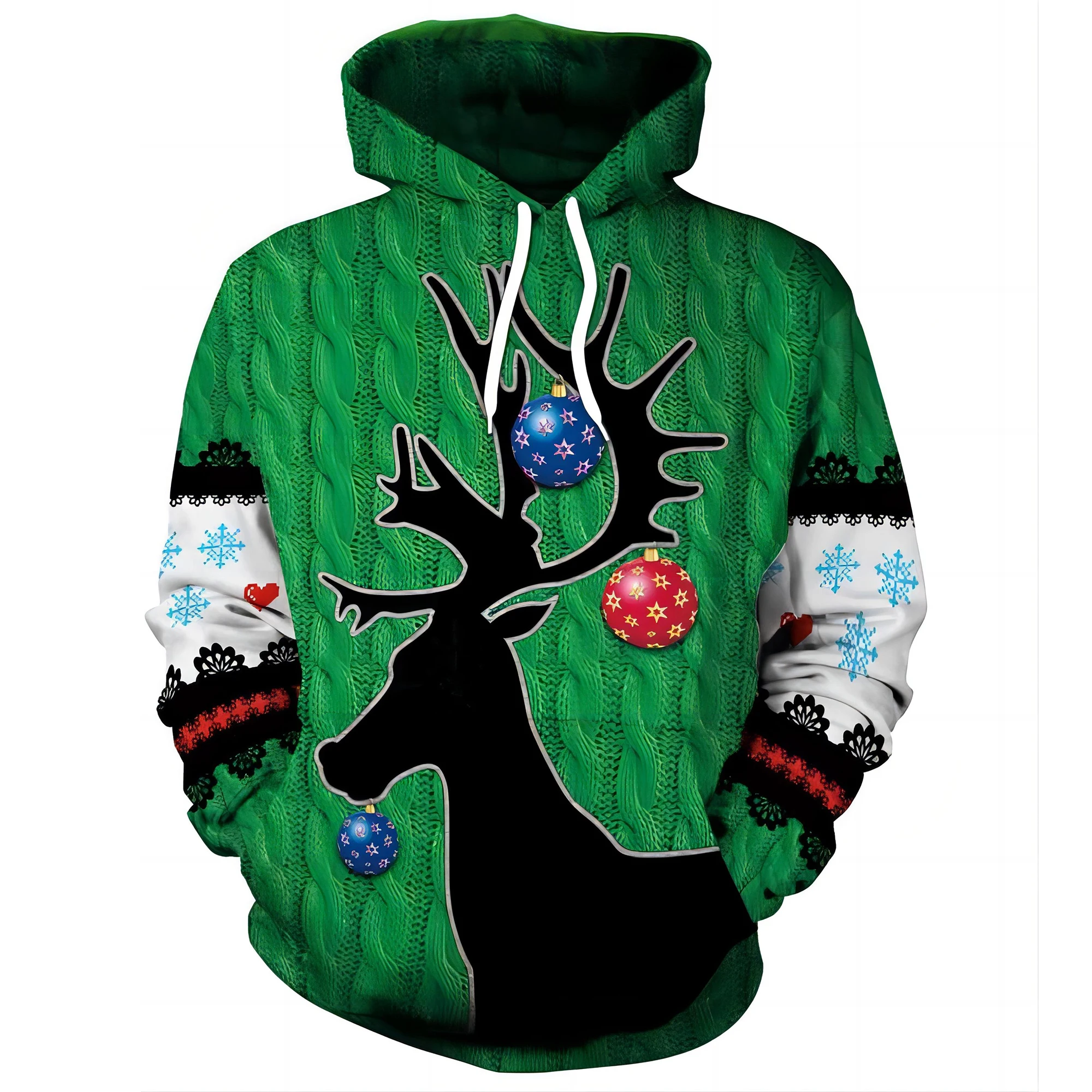 

2023 3D Christmas Reindeer Digital Printed Hoodie