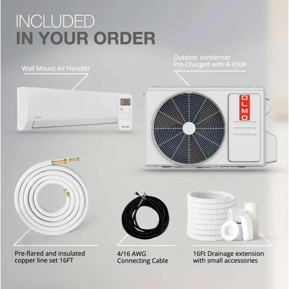 , 110/120V, 17.4 SEER2, Pre-charged Ductless Mini Split Air Conditioner with Heat Pump Including 16ft Installati 3