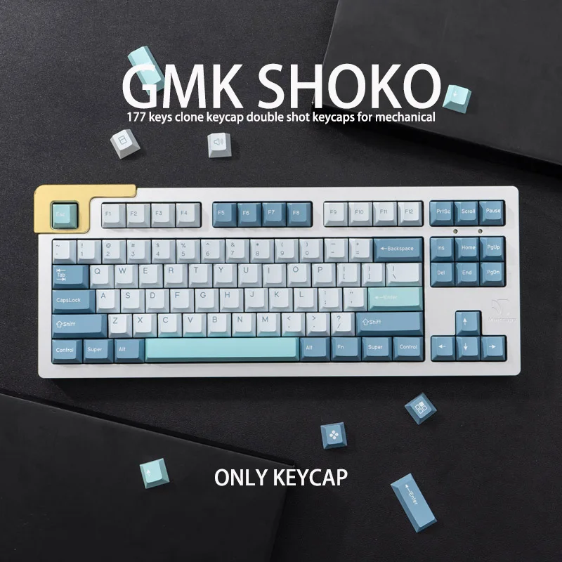 Gmk-shoko Olivia Pbt Keycap 177 Teclas Perfil Cereja Tiro Duplo Personalidade Personalizada Inglesa Teclas para Teclado Mecânico 61