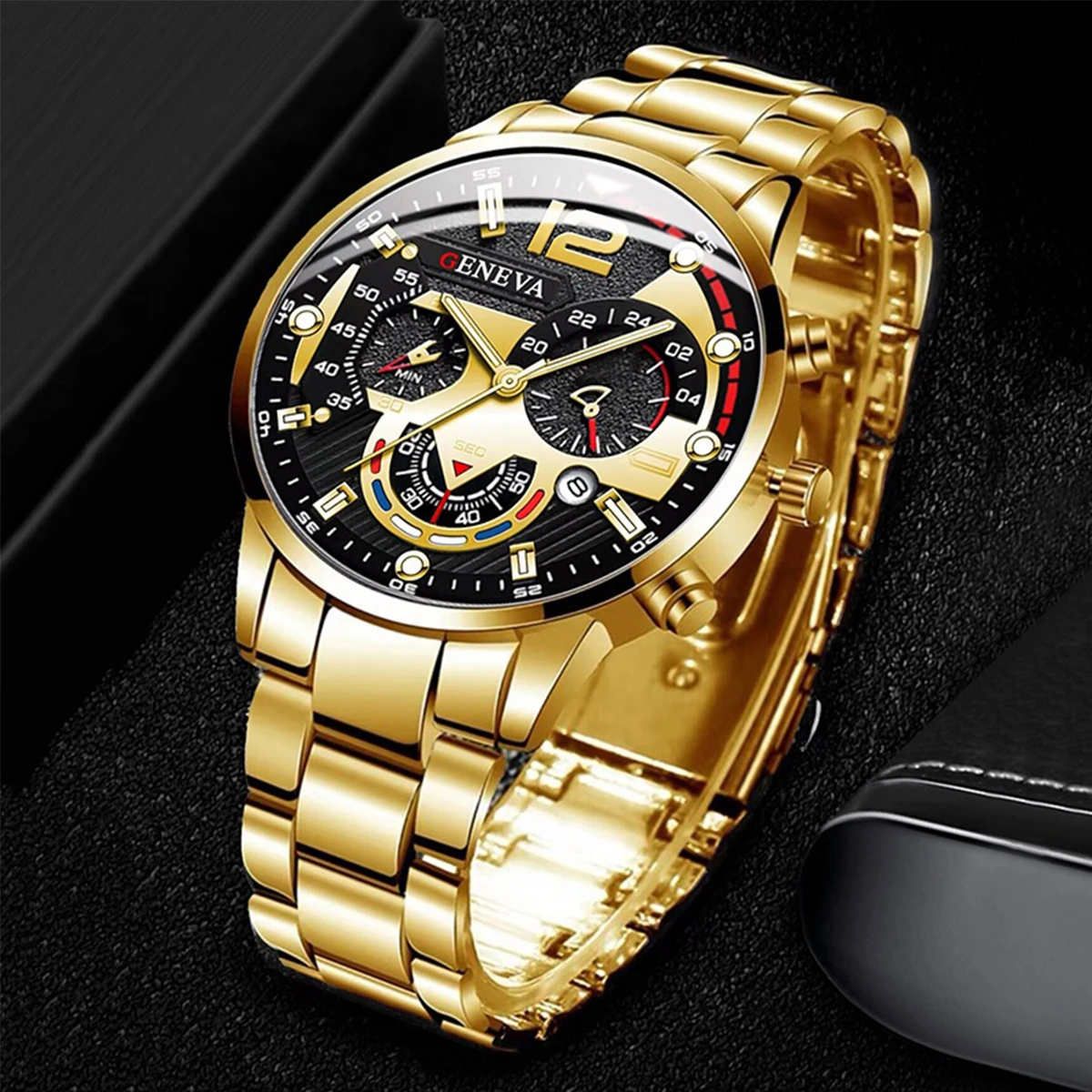 3PCs/Set Men's Quartz Watch Set Fashion Steel Belt Business Sports Calendar Casual Simple Men's Watch Gift for Men