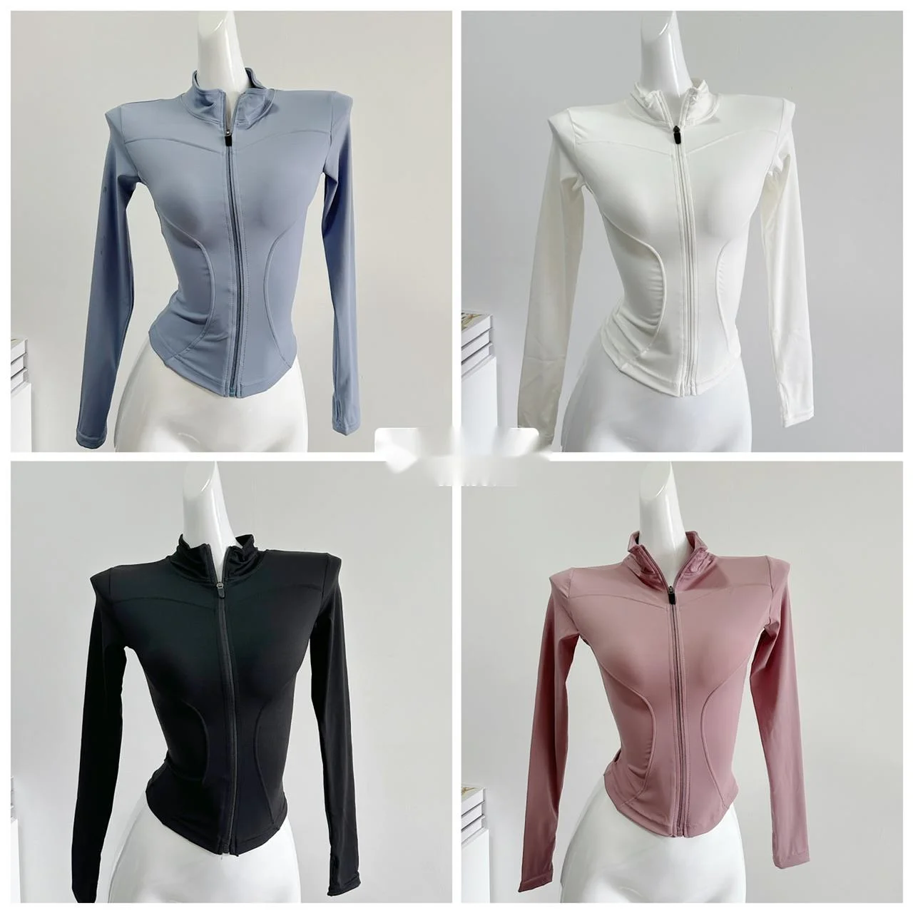 Kurtka fitness damska, obcisła, szybkoschnąca bluzka, długi rękaw, profesjonalny zestaw do biegania, treningu Pilates, strój do jogi_voghion.com