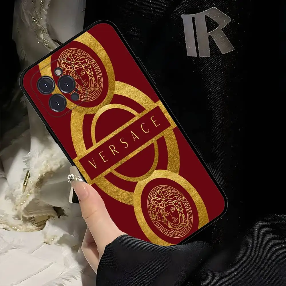 Luxury V-Versace Designer Silicone Phone Case - Black Cover