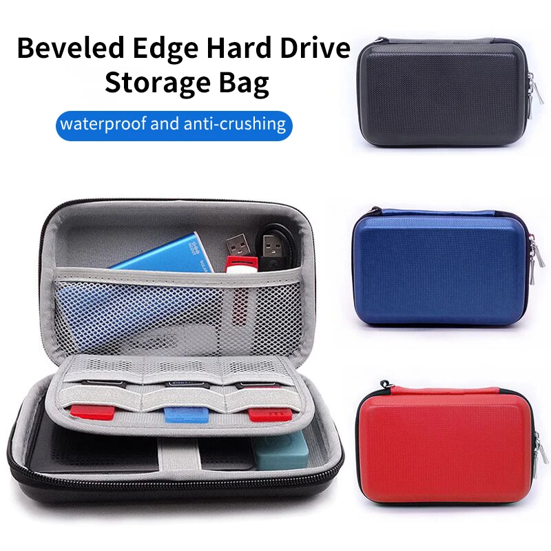 Portable Hard Drive Bag Electronic Accessories Case Digital Accessories Bag Electronics Travel Organizer Hard Drive Storage Bag Electronic Case Hard Shockproof Portable Travel Bag For Power Adapter USB Disk SD Card