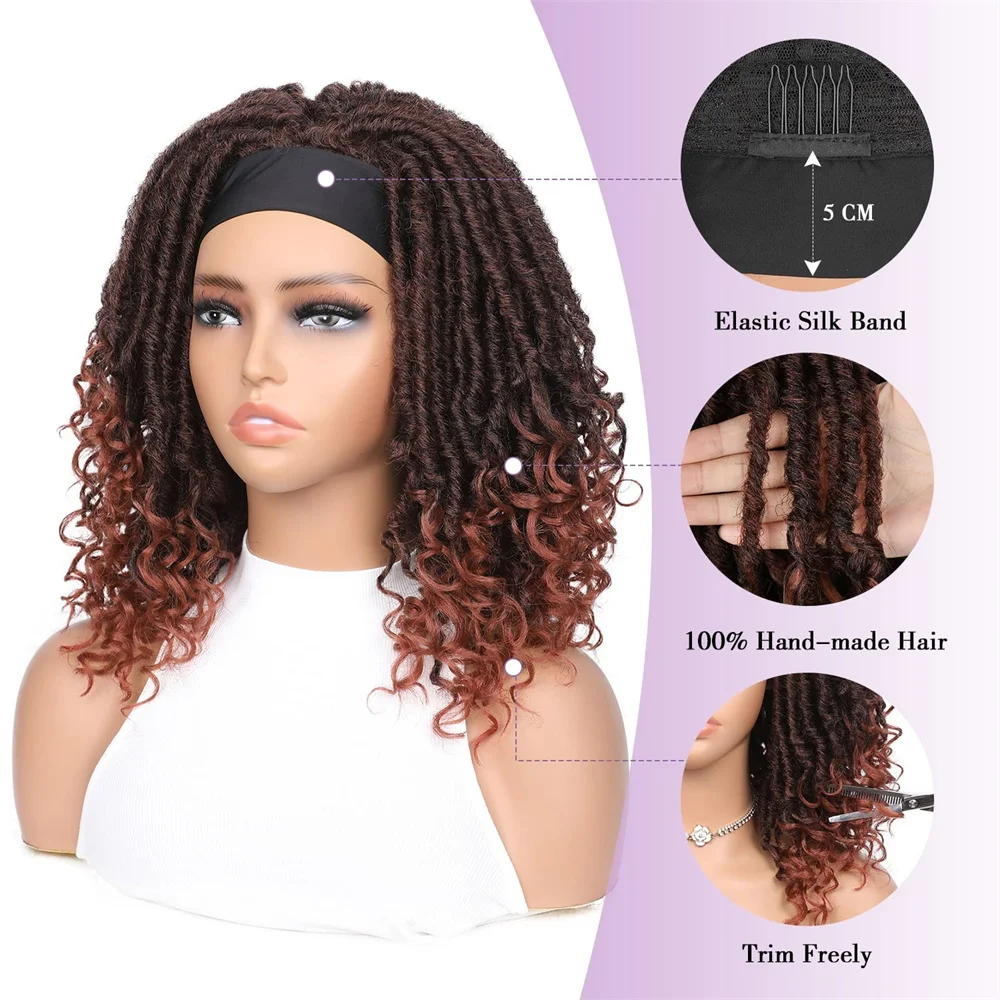 Dreadlocks Headband Wig Synthetic Braided Lce Silk Hairband Wig For Black Women Crochet Hair Tail Curl Dirty Braid Daily Use