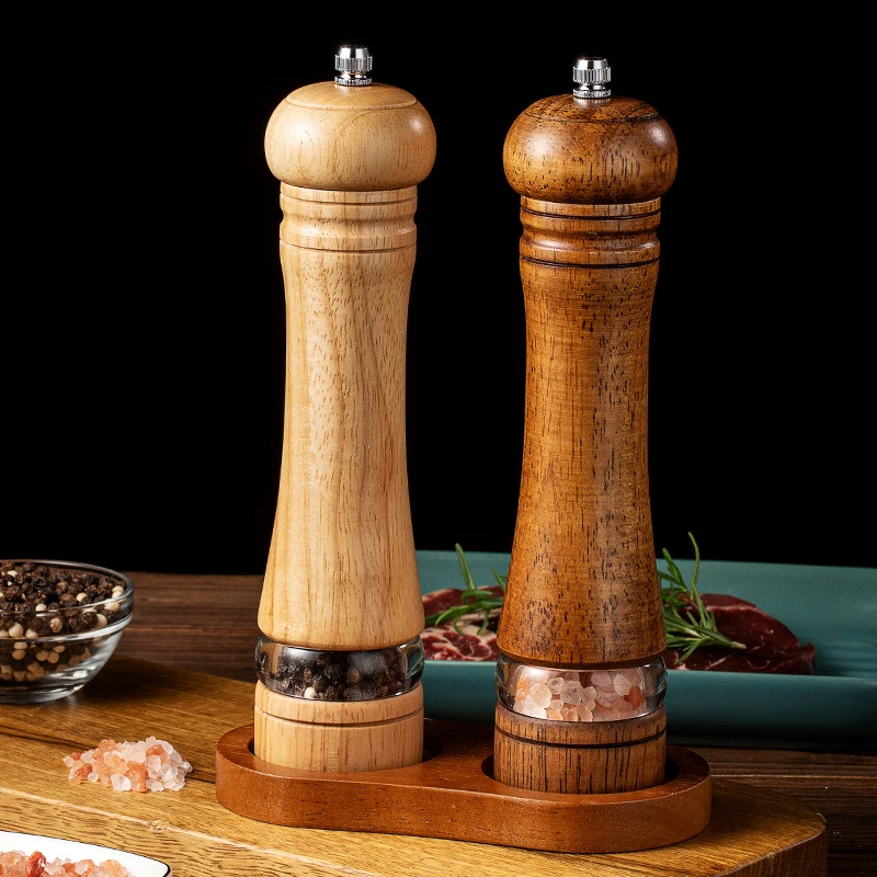 8inchManualWoodenPepperGrinderSturdySaltPepperMillwithCeramic