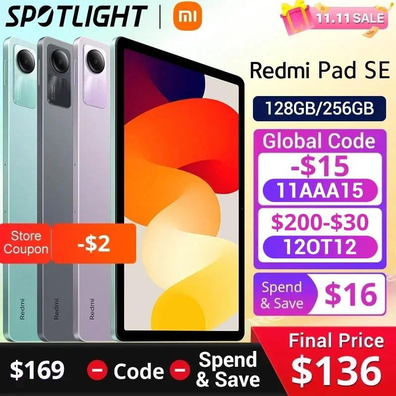  【World Premiere】Global Version Xiaomi Redmi Pad SE Mi Tablet Snapdragon® 680 Quad speakers Dolby Atmos® 90Hz 11" Display 8000mAh 