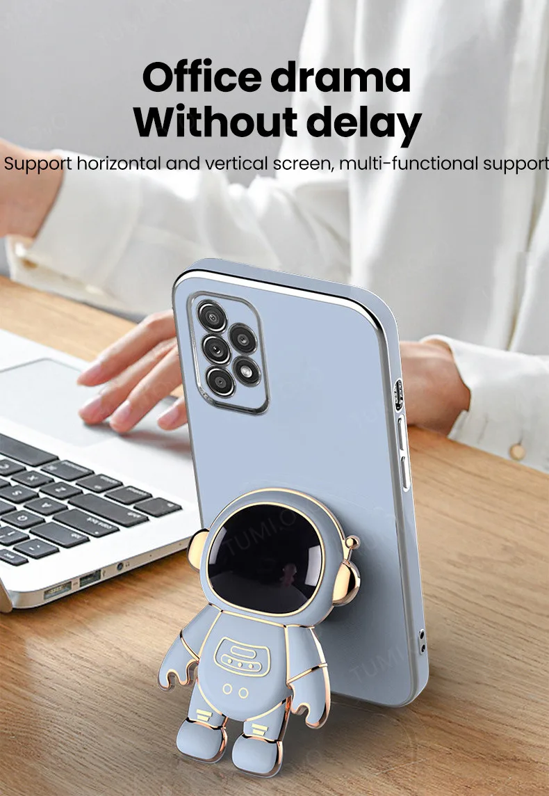 Luxus Astronaut Holder Case fir Samsung Galaxy A21S A31 A51 A71 A03S A10 A20 A30 A50 A11 A22 A42 A33 A53 Telefonstand Ba_voghion.com