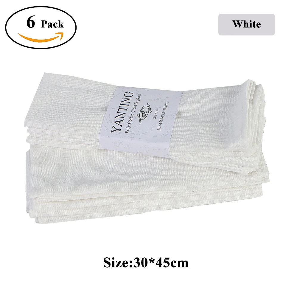 6pcs 30x45ccm אדום בד בד מפיות מטלית שולחן לשימוש חוזר עבור מסיבת חתונה בית אוכל שולחן קישוט