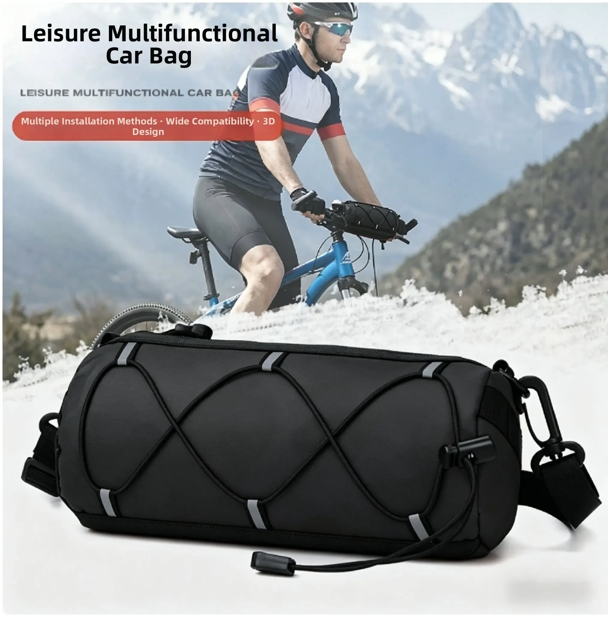 Borsa Impermeabile per Manubrio Bicicletta, Borsa Multifunzionale per Bici da Strada e MTB, Borsa Portatile per Telaio, Borsa a Tracolla per Ciclismo Outdoor