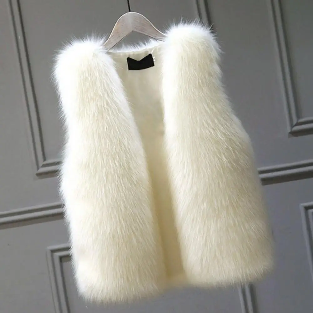 

Women Vest Solid Color Furry Waistcoat Stylish Plus Size Women's Winter Faux Fur Vest Cozy Fluffy Cold Resistant