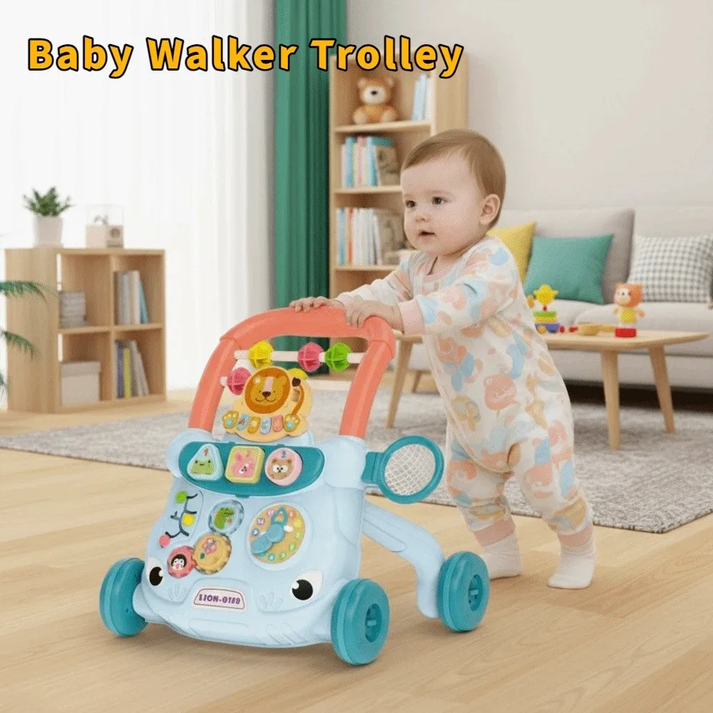 Cartoon Baby Walker Trolley scorrevole antiribaltamento musicale Baby Push Walker Attività multiple Luci musicali Trolley per bambini Regalo - immagine 4