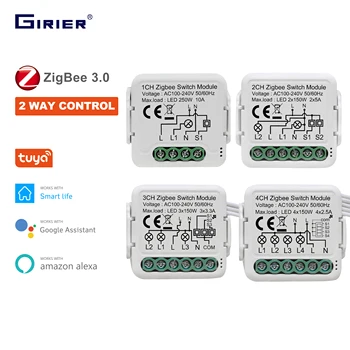 GIRIER Tuya ZigBee 3.0 โมดูลสวิทช์ไฟ,สมาร์ท DIY Breaker 1 2 3 4 GANG รองรับการควบคุม 2 ทิศทาง,ทํางานร่วมกับ Alexa Google Home 1