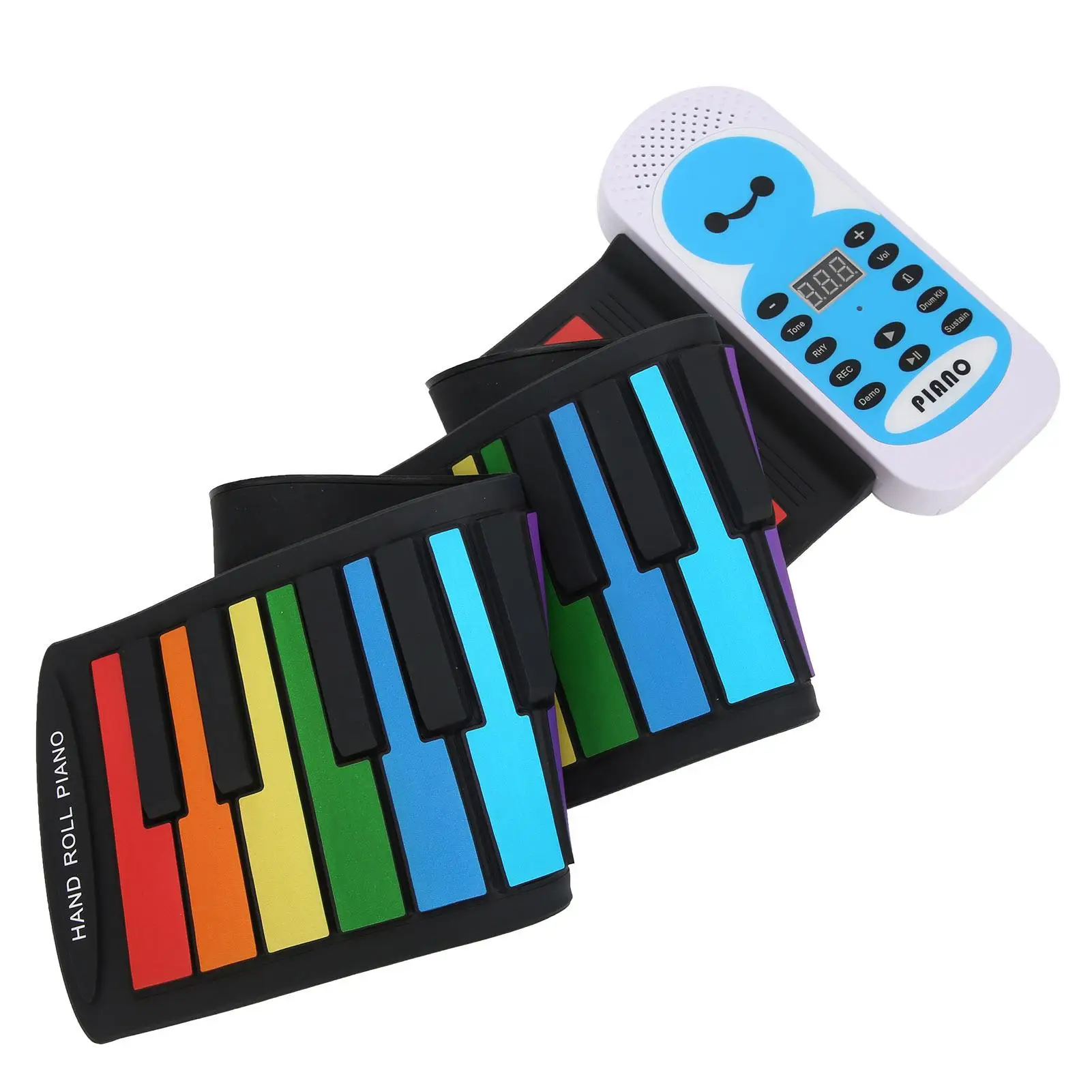 49-Key Colorful Roll Up Piano-Flexible Silicone Soft Keyboard Electronic Organ for Easy Play