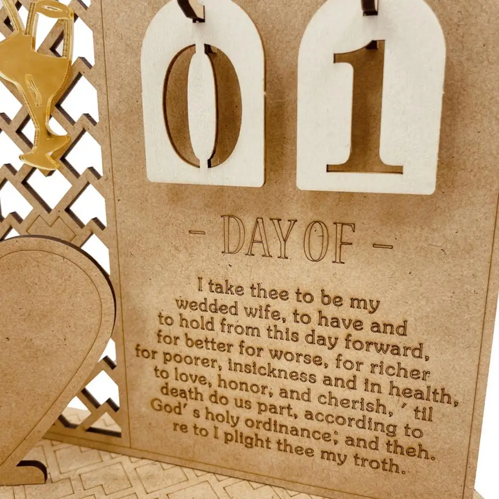 

Wooden Desktop Wedding Decor Wooden Wedding Countdown Calendar for Couples Bridal Shower Party Decor Engagement Gift for Wedding
