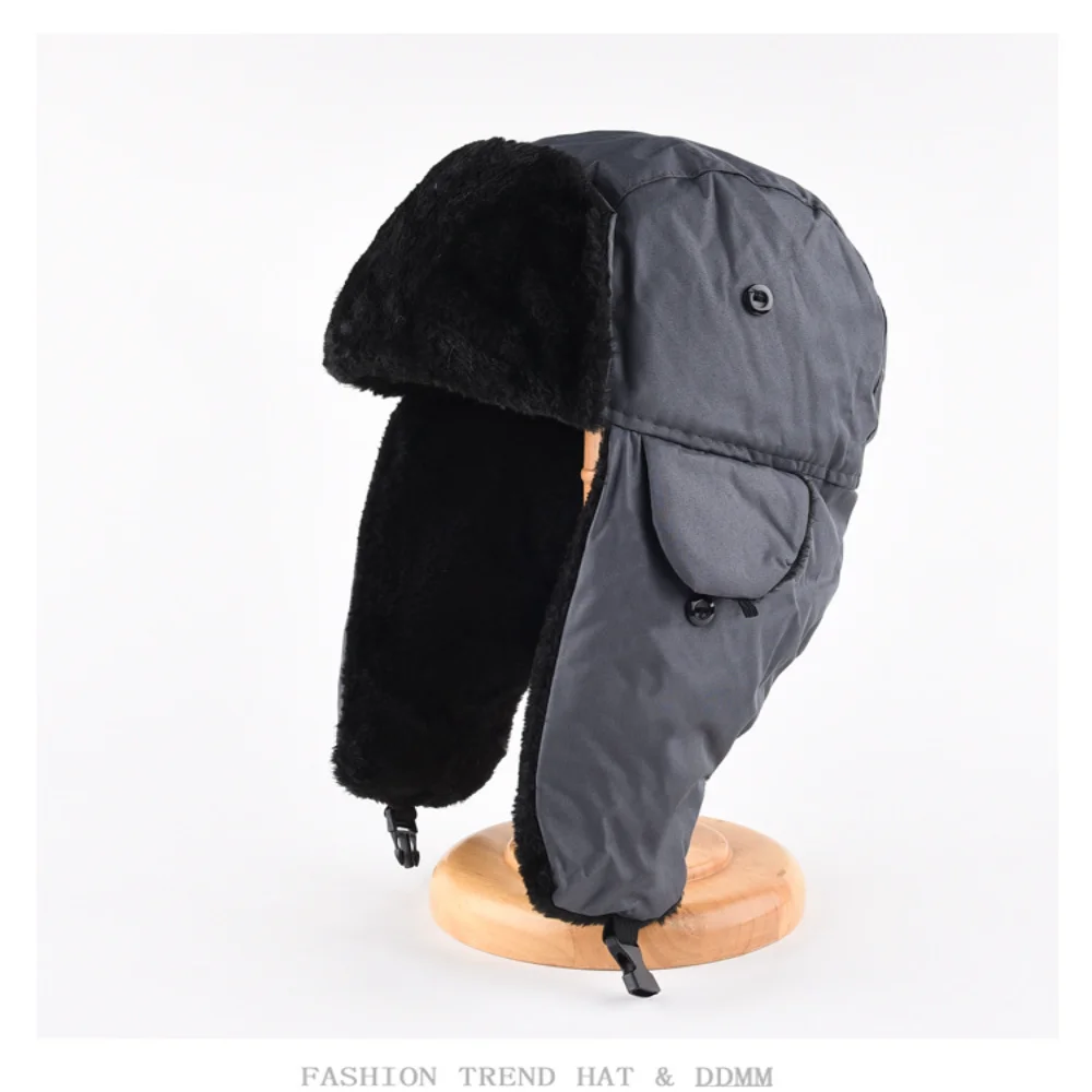 Winter Hat Unisex Men Women Russian Hat Trapper Bomber Warm Trooper Ear Flaps Winter Ski Hat Solid Fluffy Faux Fur Cap Headwear Bonnet