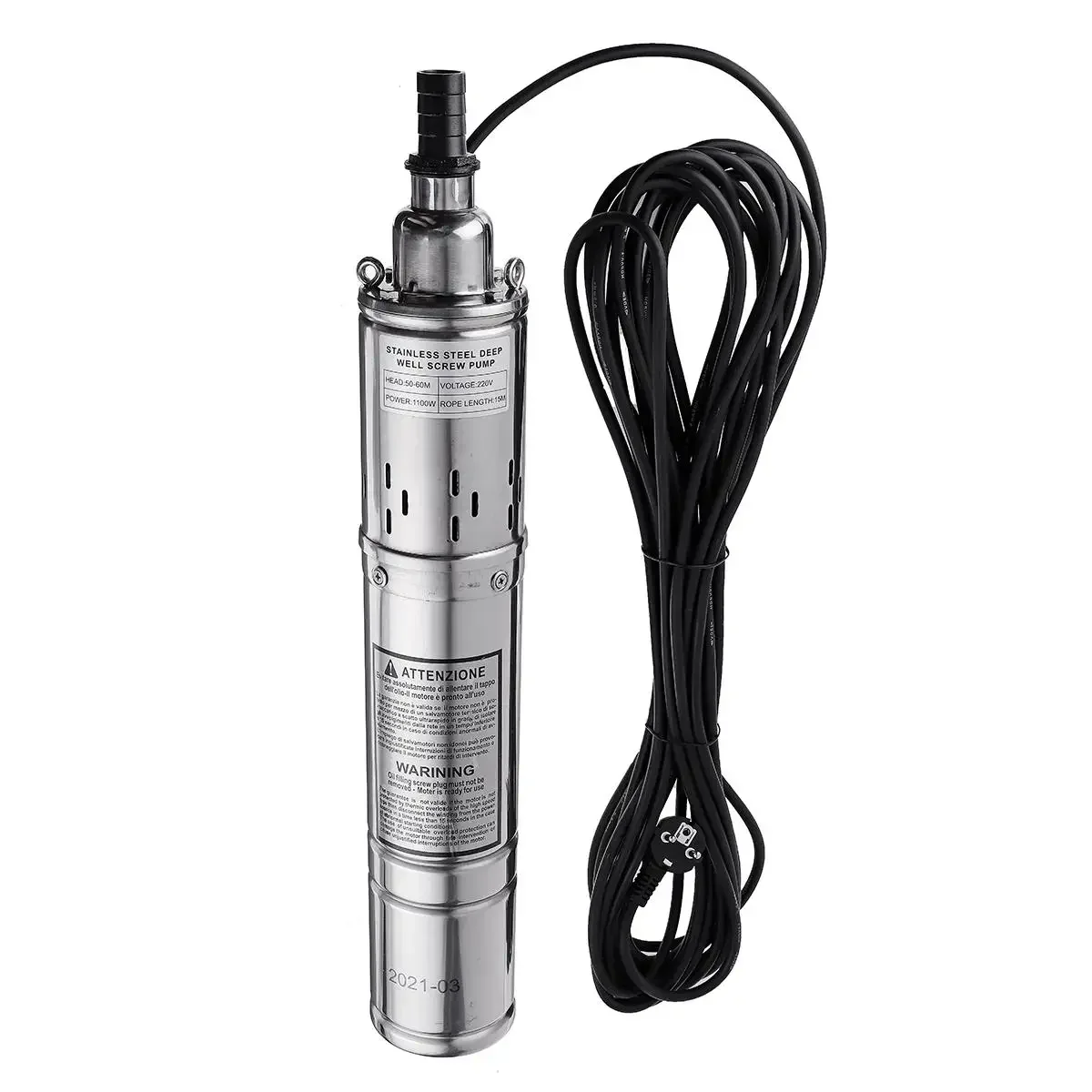 

1100W 220V High Lift 60m Submersible Deep Well Pump for Garden Home Agricultural Irrigation Stainless Steel Solar Water Pump