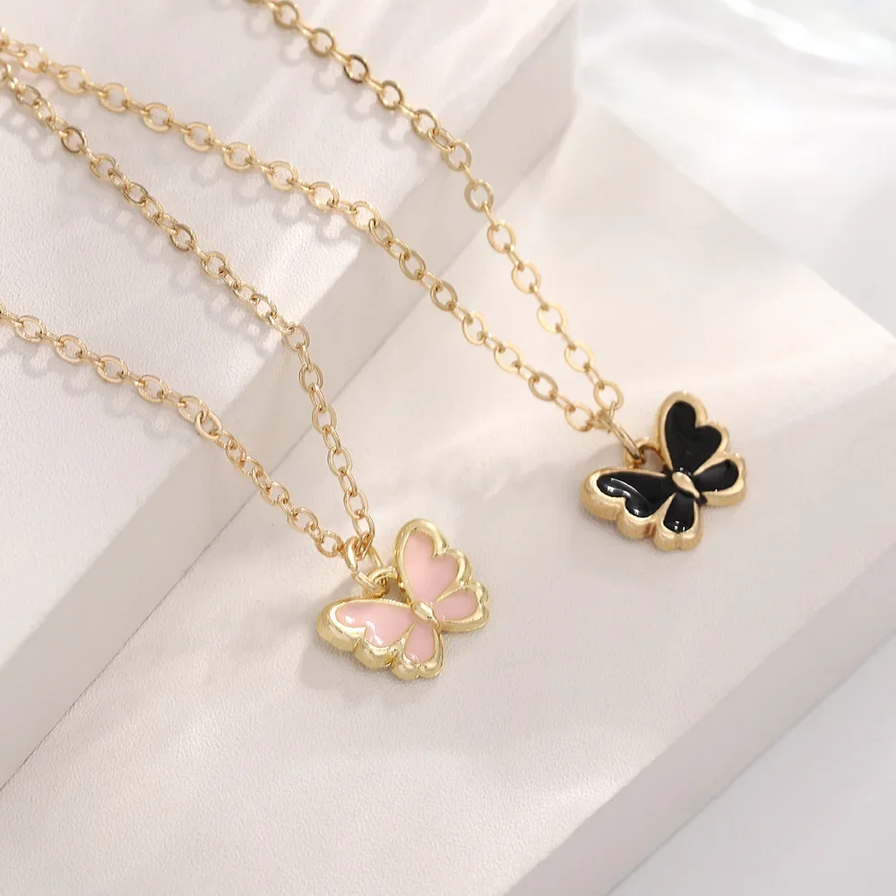 Jewelry Sets 4pcs/Set Butterfly Pendant Imitation Pearl Necklace Bracelet Earring Set For Women Girls