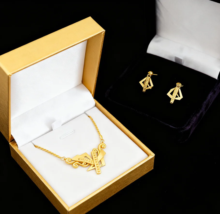 2024 Trend Set di gioielli in colore dorato Orecchini a clip e collana con ciondolo per collana di colore africano Regali eleganti da donna