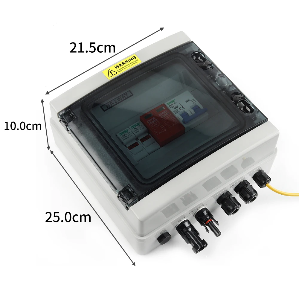 Box Combiner DC Solare Fotovoltaico 500V 1 Ingresso 1 Uscita IP65 Impermeabile Antipolvere con Protezione da Sovratensione SPD Fusibile DC MCB per Sistema Solare - immagine 6
